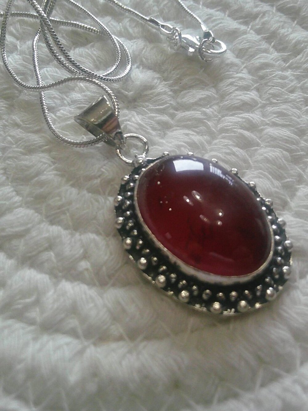 Beautiful CARNELIAN Handmade Sterling 925 Pendant/Chain #267F
